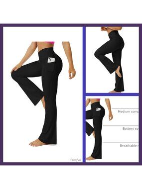Flare Leggings High Waisted Crossover Yoga Pants with Pockets